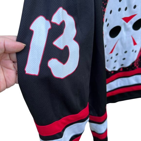 Friday the 13th Jason Voorhees Blood Splattered Hockey Jersey Horror Adult L - Picture 3 of 10